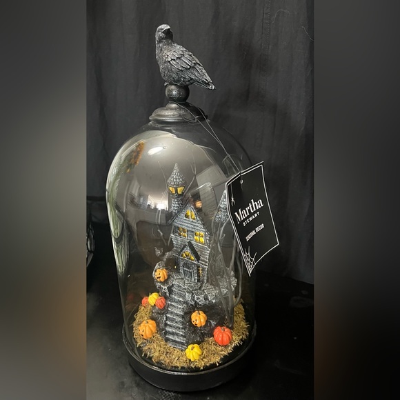 Martha Stewart Halloween Haunted House Light Up LED Glass Cloche Pumpkins New - Picture 15 of 15